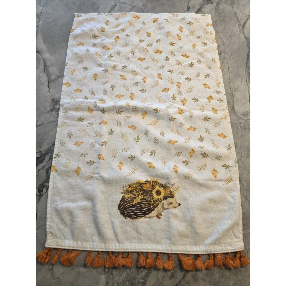 ​Jo-Ann Stores Fall Hedgehog Kitchen Hand Towel Autumn Leaf Tassel Fringe 2019